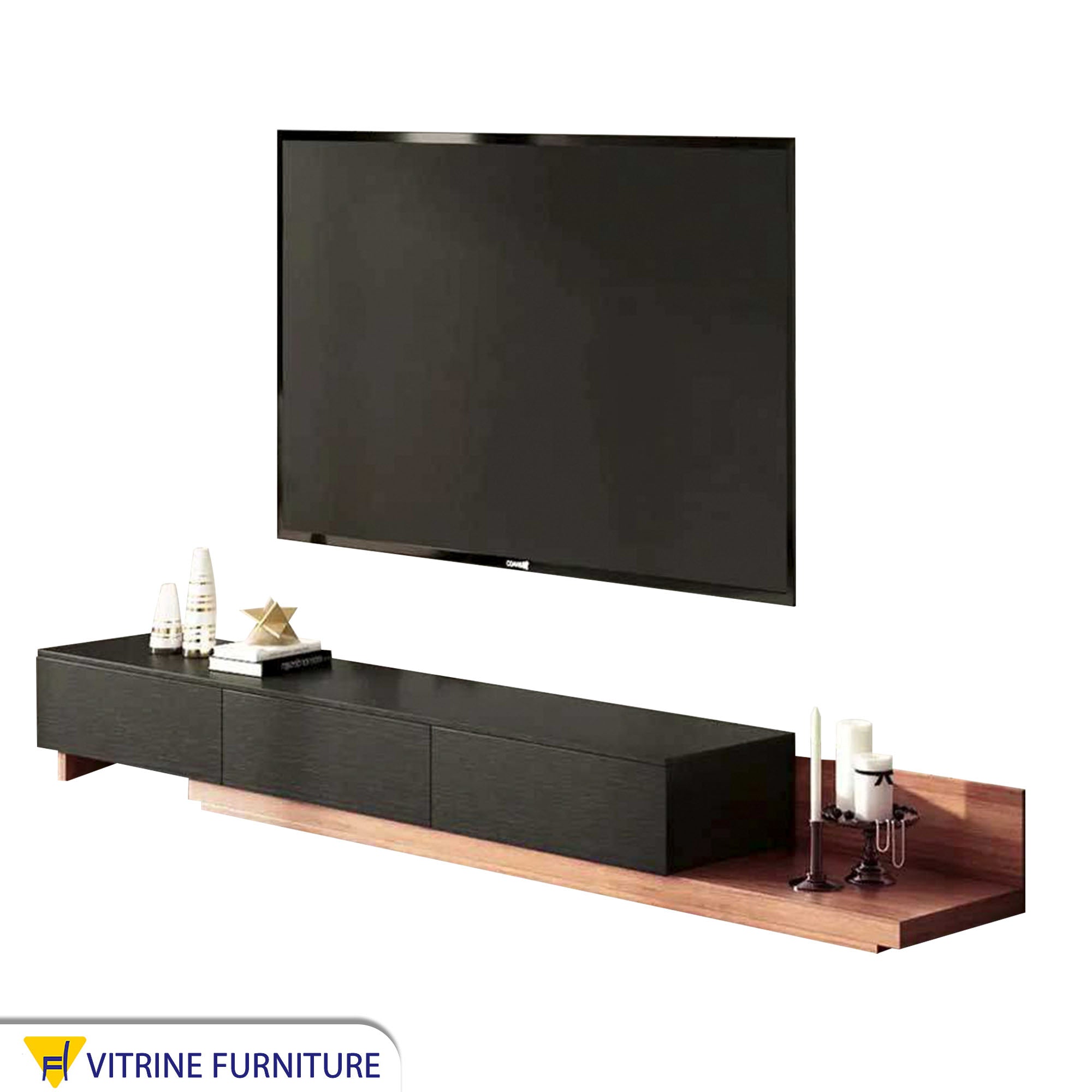 Black TV unit * wooden brown