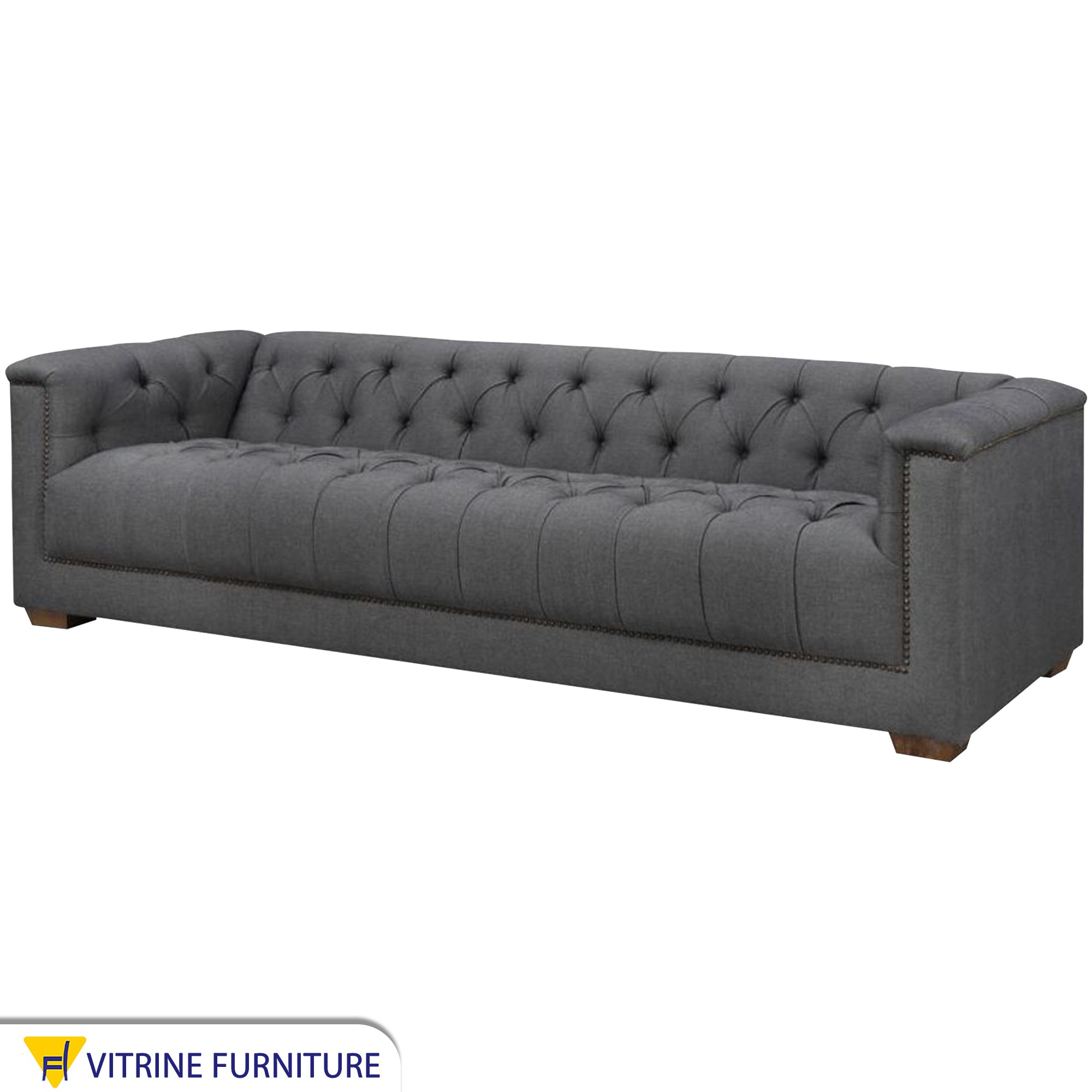 Dark gray sofa with high armrests