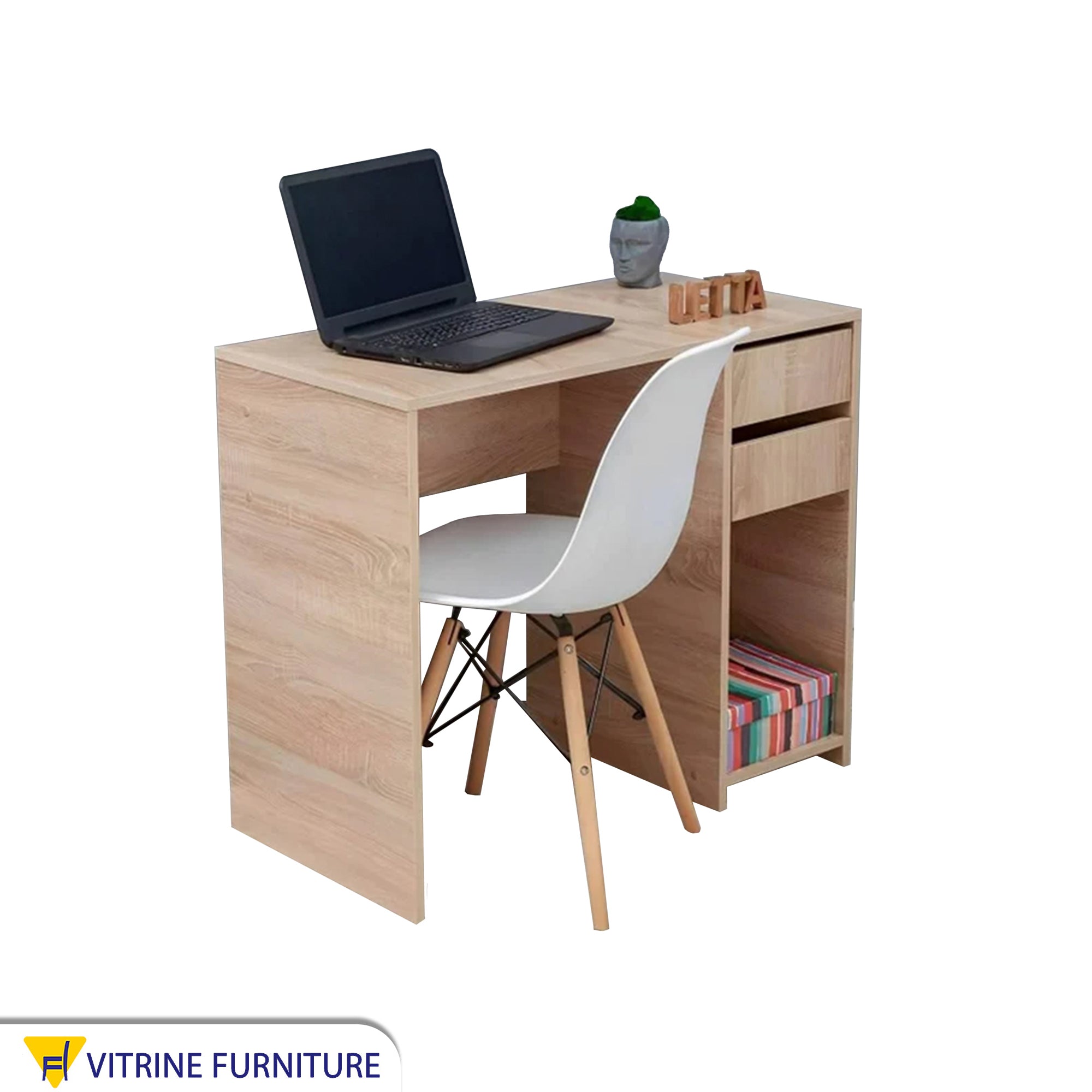 Study desk in brown wood color