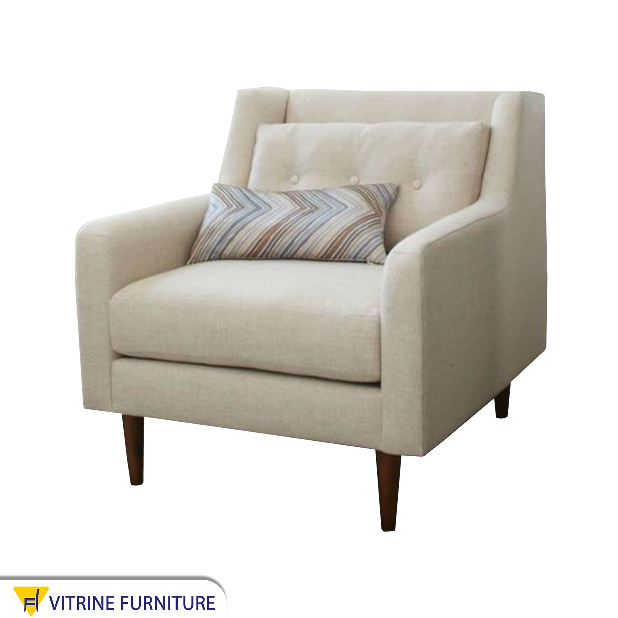Beige footstool with thin armrests