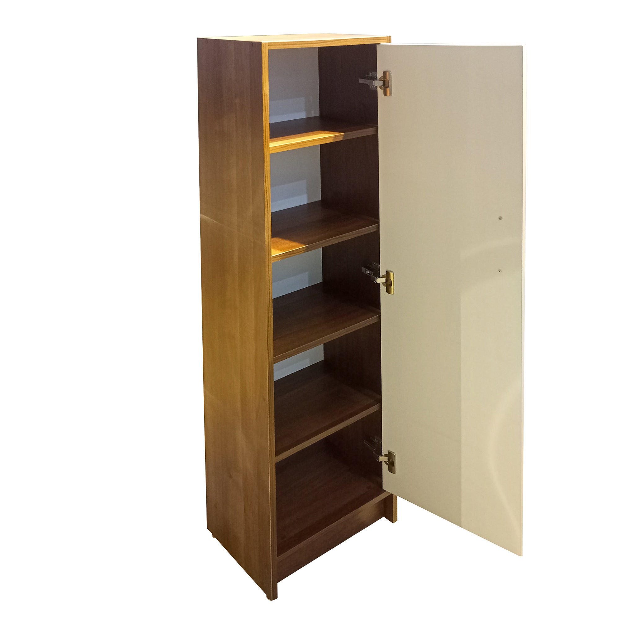 Storage cupboard brown in beige with one lea