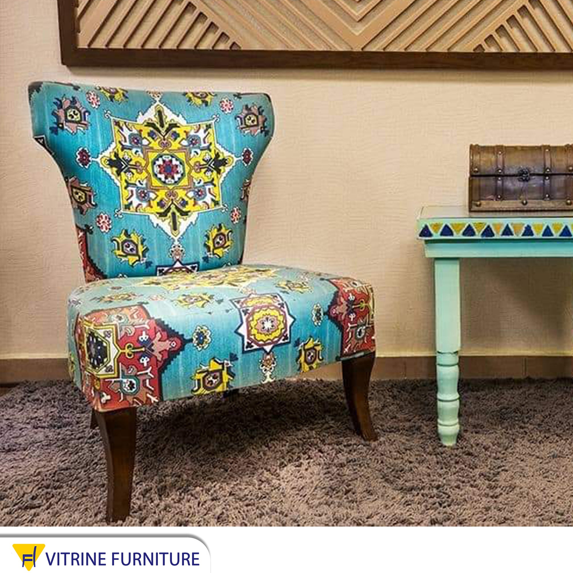 Cyan bright color chair * yellow