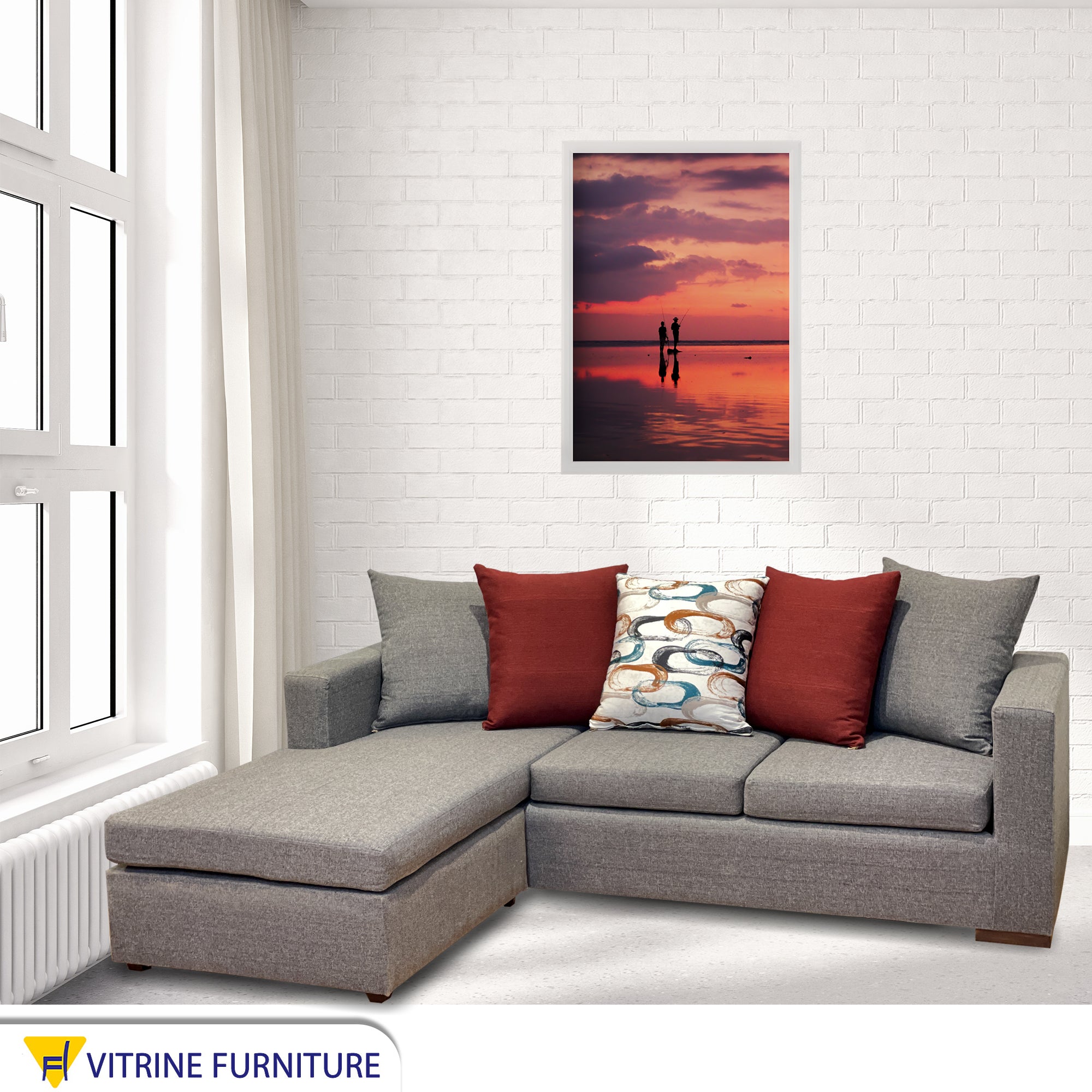 L living room corner grey*burgundy