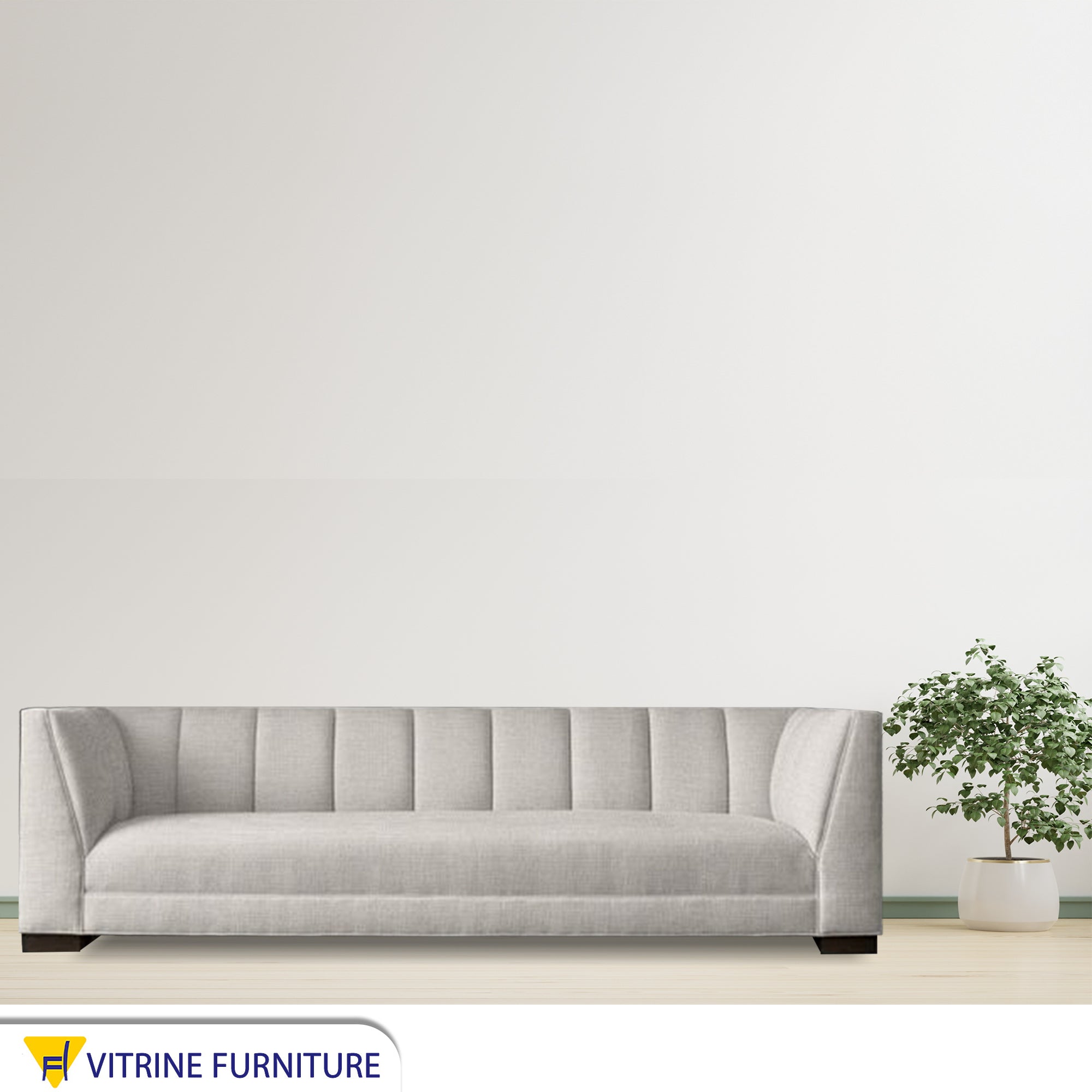Sofa with recessed stitching with backrest in white color