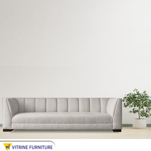 Sofa with recessed stitching with backrest in white color