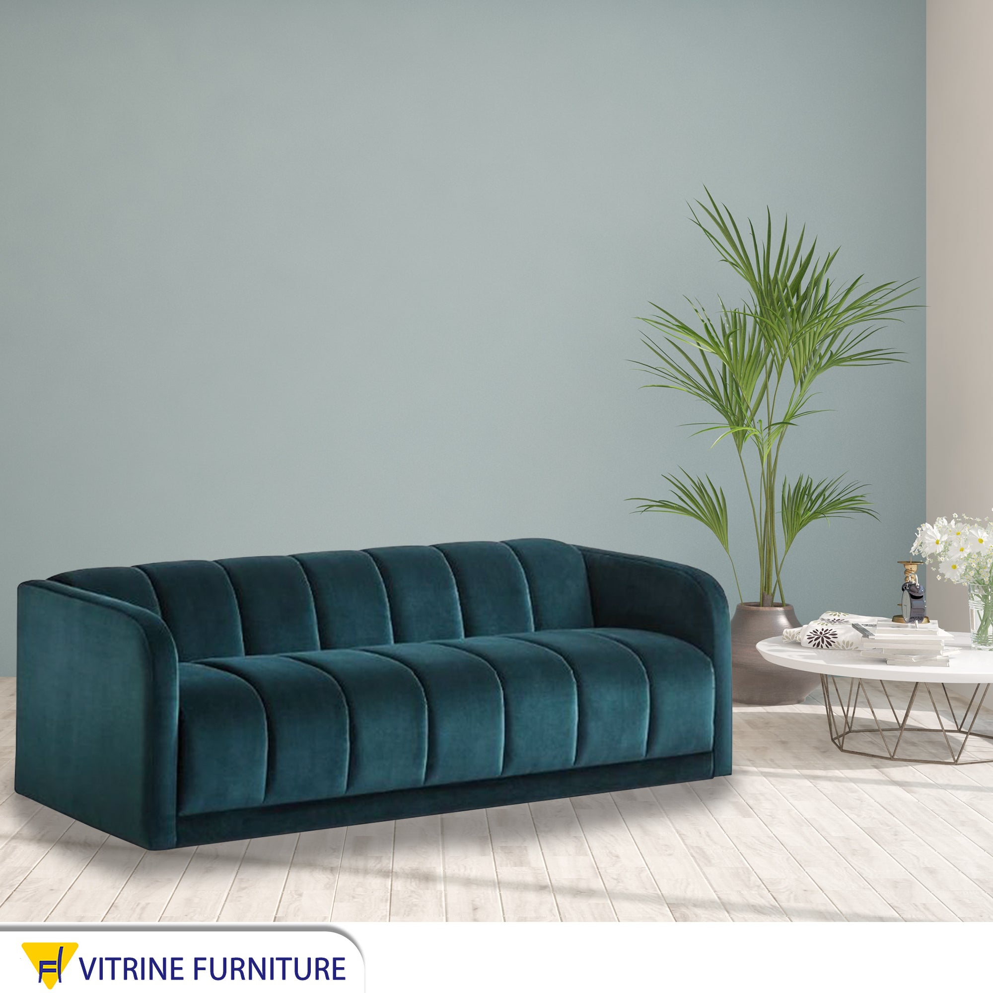 Petrol sofa with recessed lines