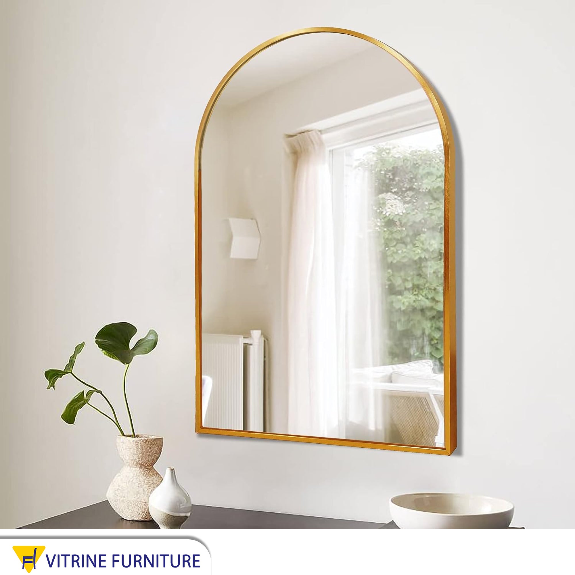 Arch mirror 60*80 with a golden wood frame
