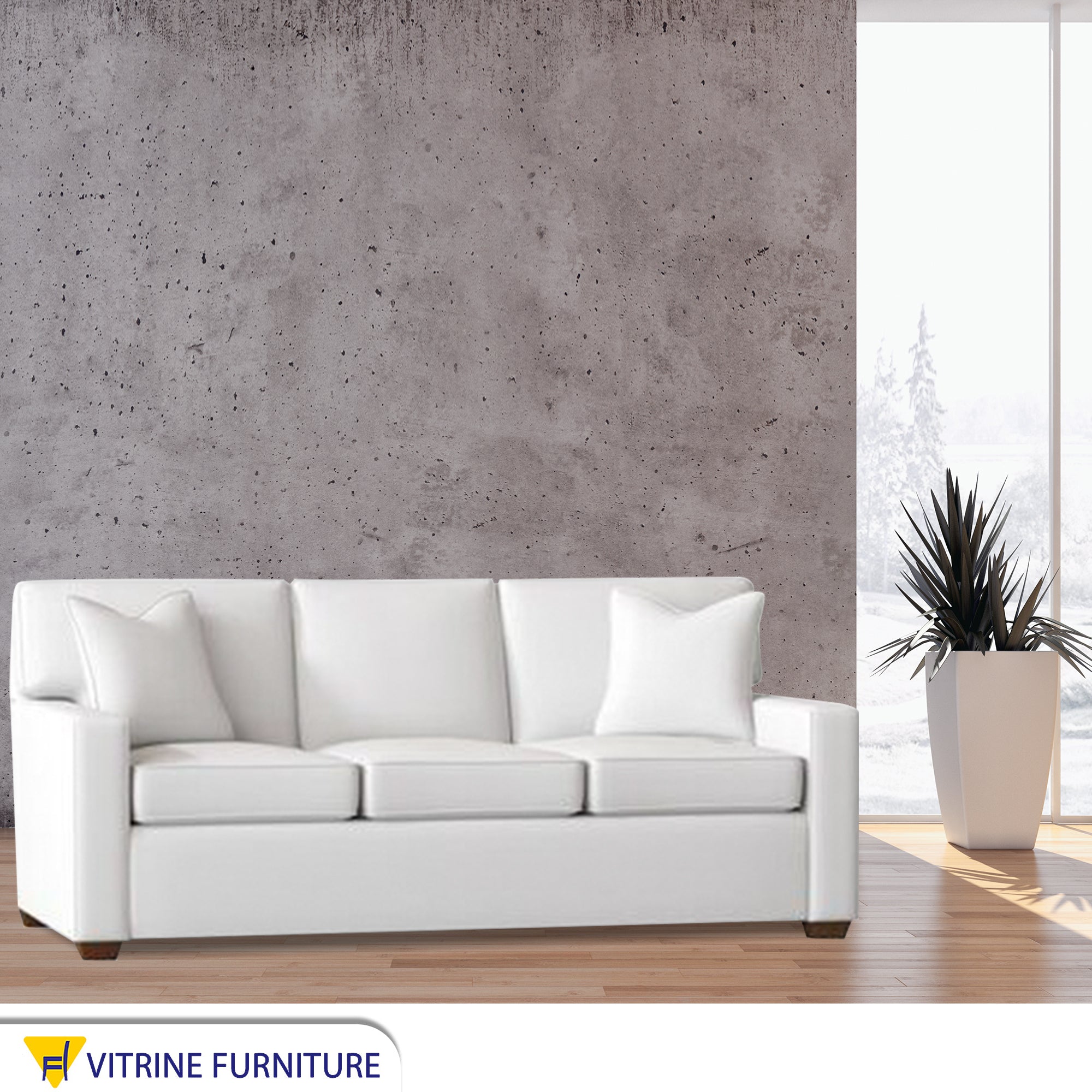 Triple sofa in elegant white color