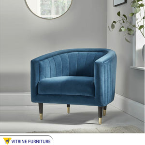 كرسي فوتية ازرق زهرى بخياطات طولية من الداخل و الخارج
