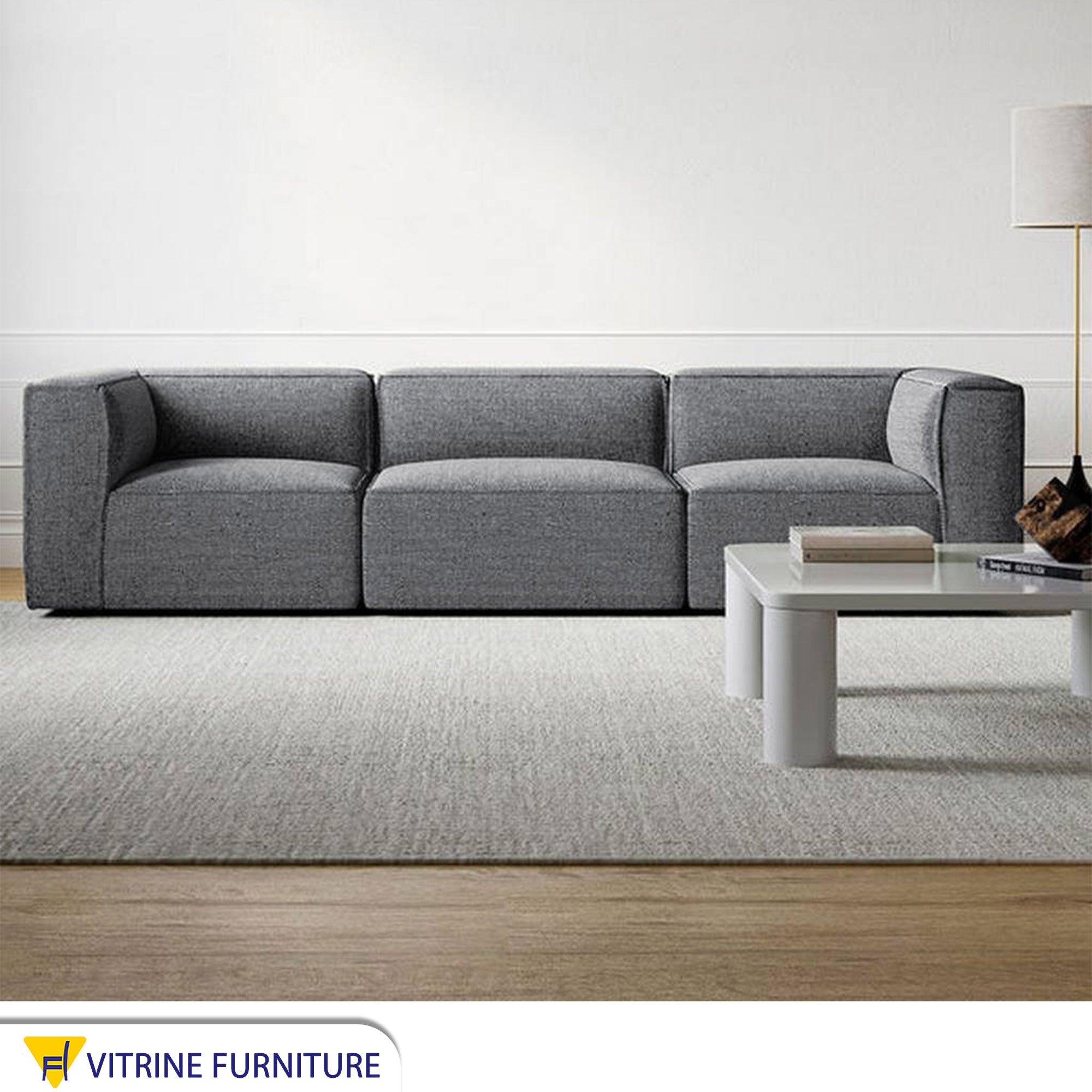 Dark grey linen sofa