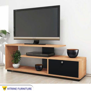 Wooden brown * black TV table