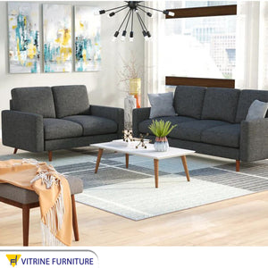 Triple sofa + double sofa in dark gray