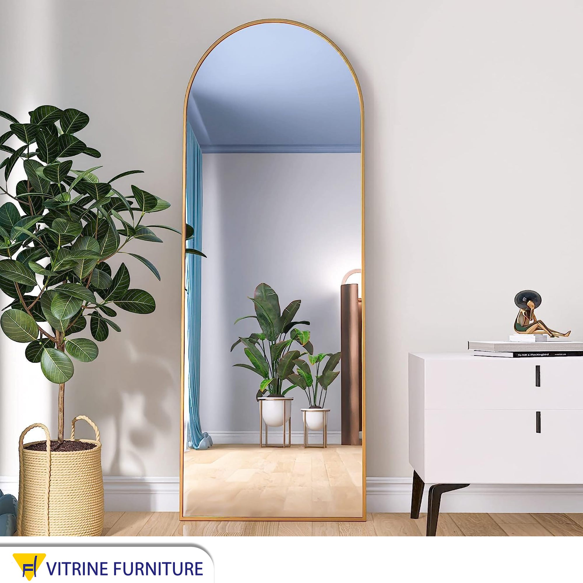 Stand mirror 60*160 with a thin golden frame