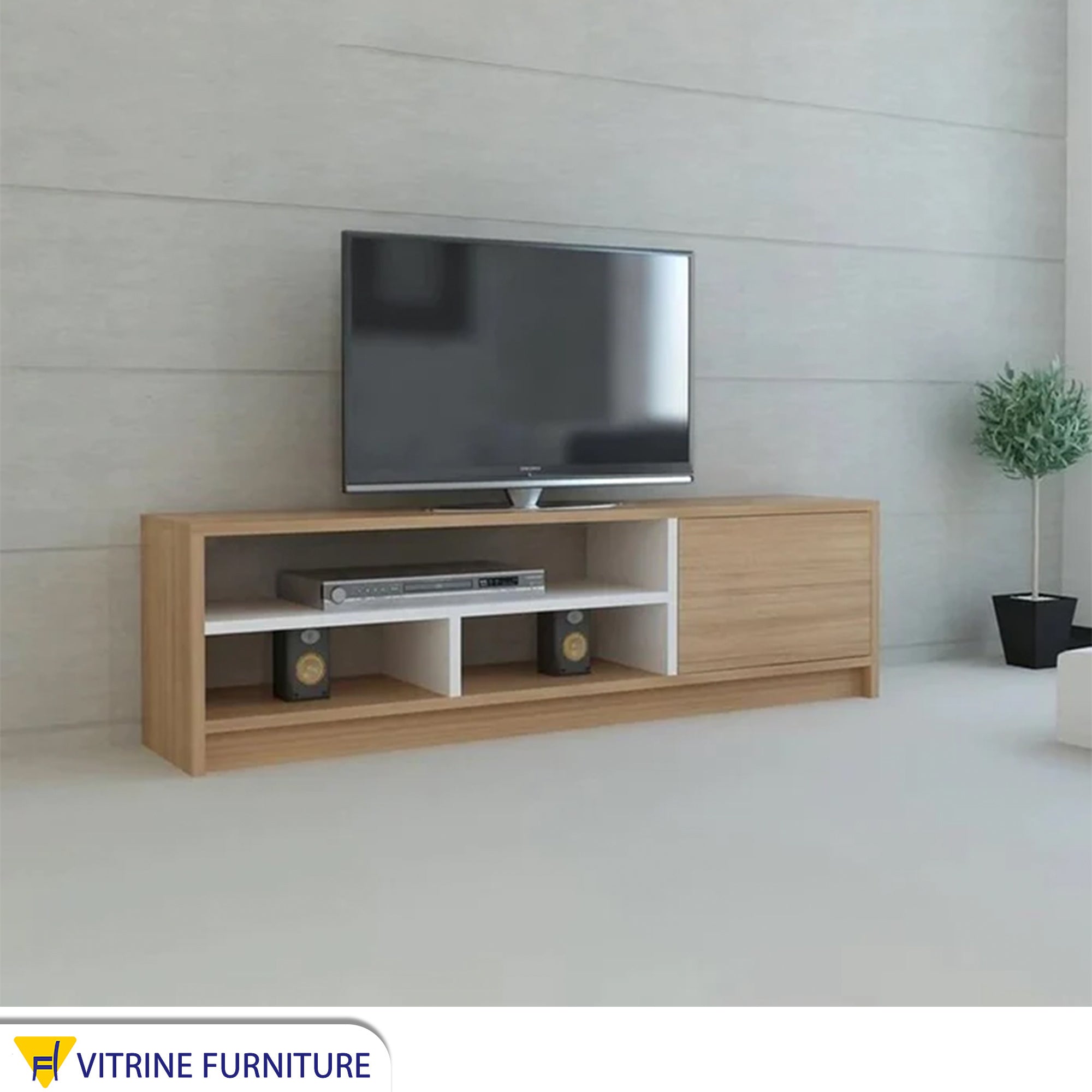 TV unit with two shelves divided from inside