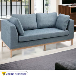 A sofa with movable base and back cushions