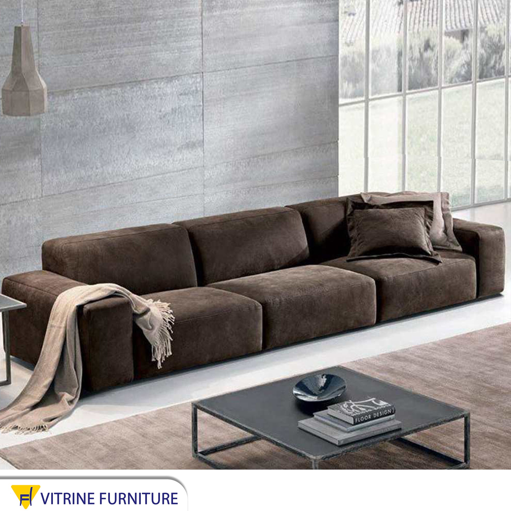 Brown double sofa