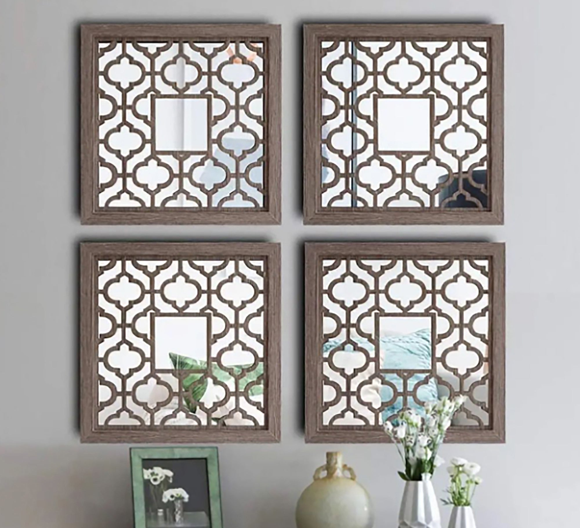 4 - Piece Hollow Wood Mirror Set - Vitrine Furniture - Décor