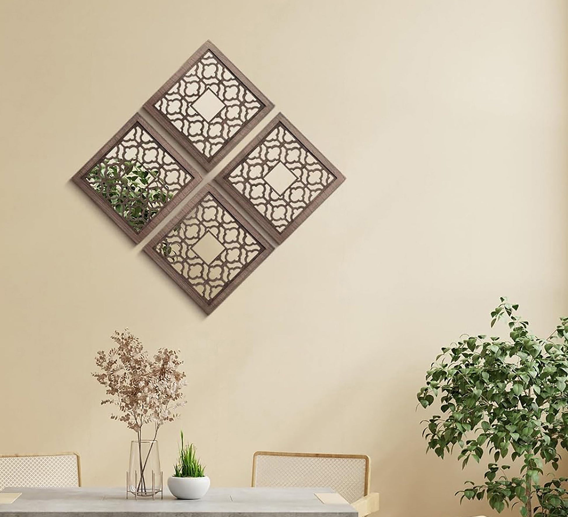 4 - Piece Hollow Wood Mirror Set - Vitrine Furniture - Décor