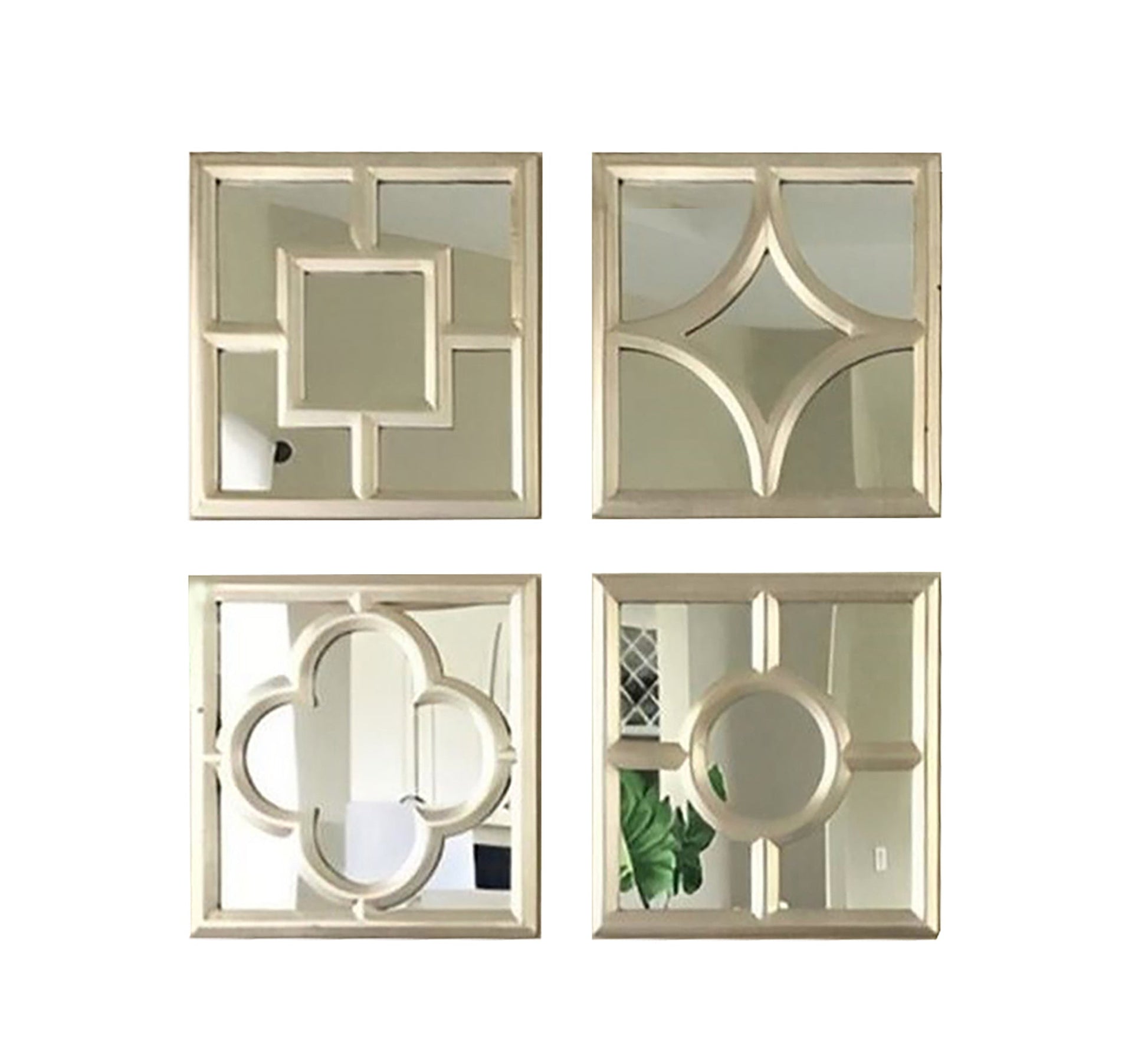 4 - Piece Wall Mirrors with Elegant Wooden Frames - Vitrine Furniture - Décor