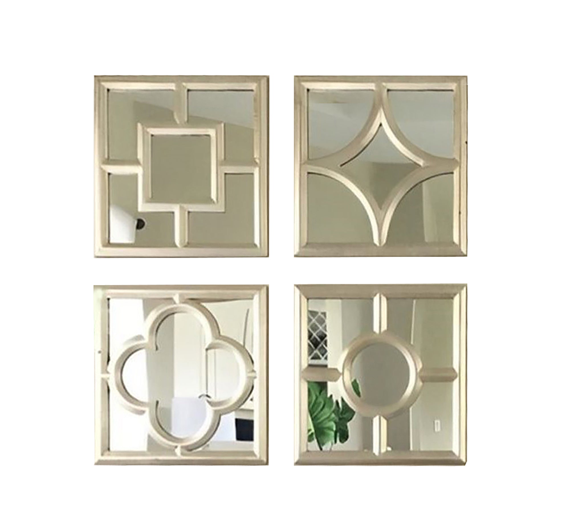 4 - Piece Wall Mirrors with Elegant Wooden Frames - Vitrine Furniture - Décor