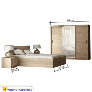 غرفه نوم رئيسية باللون البيج الخشبى