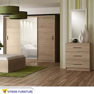غرفه نوم رئيسية باللون البيج الخشبى