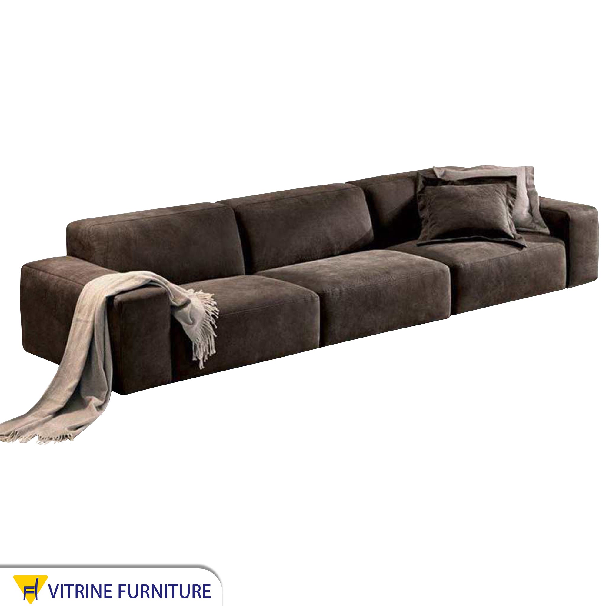 Brown double sofa