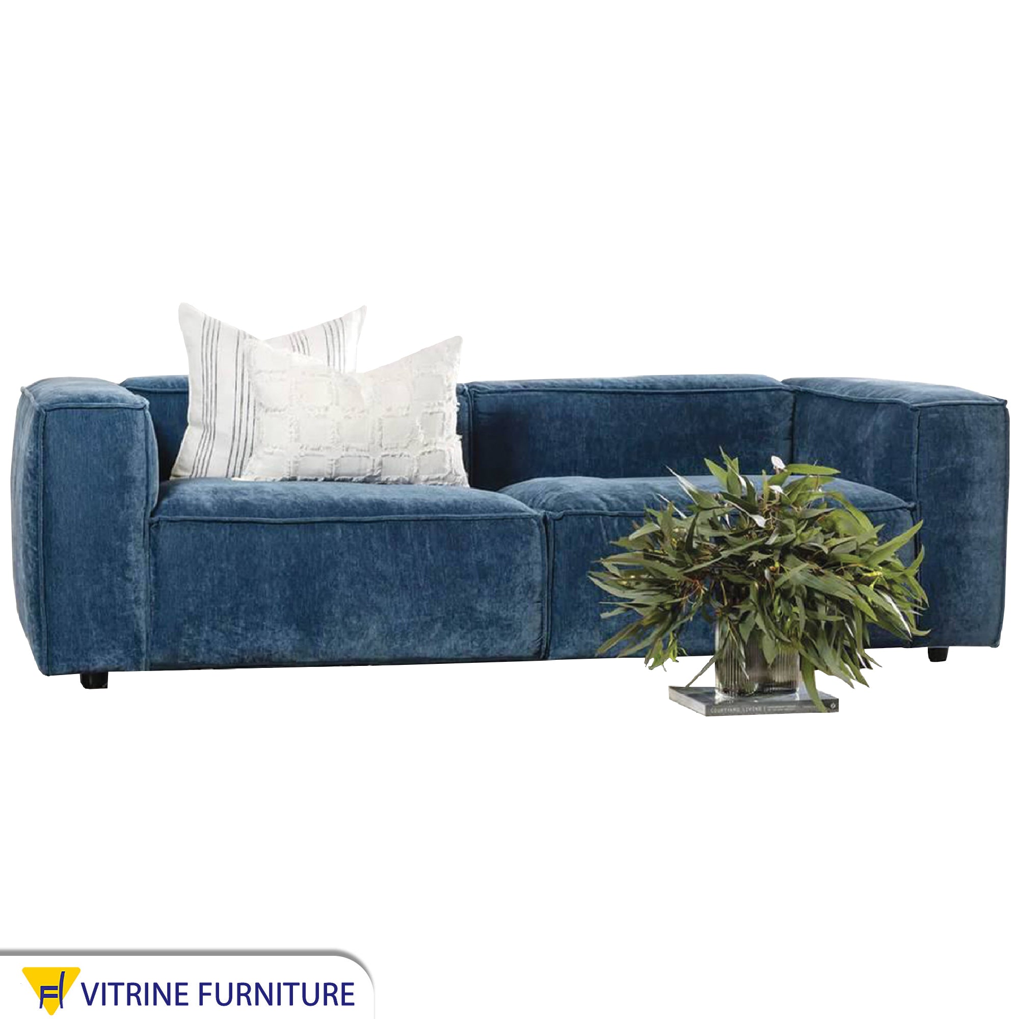 Totally upholstered blue sofa