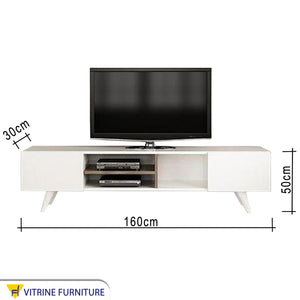 TV table with white surface and legs