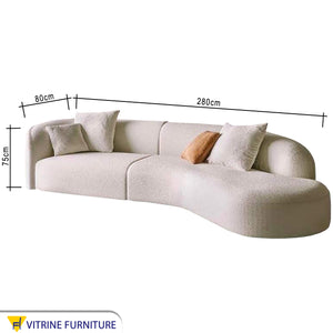Its corner is curved in off-white color