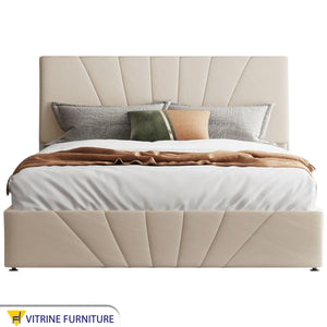 Beige upholstery king size bed