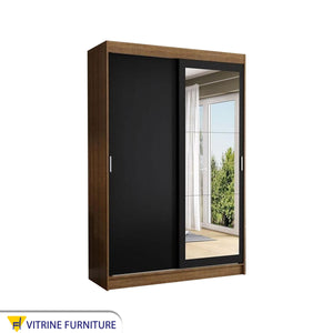 Double-door sliding wardrobe, black and beige