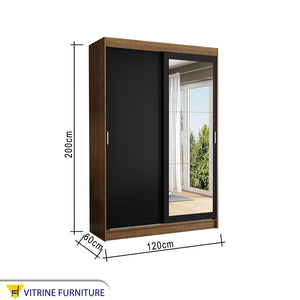 Double-door sliding wardrobe, black and beige