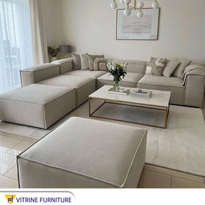 L beige living room corner