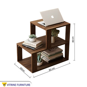 Side table with tiered shelves