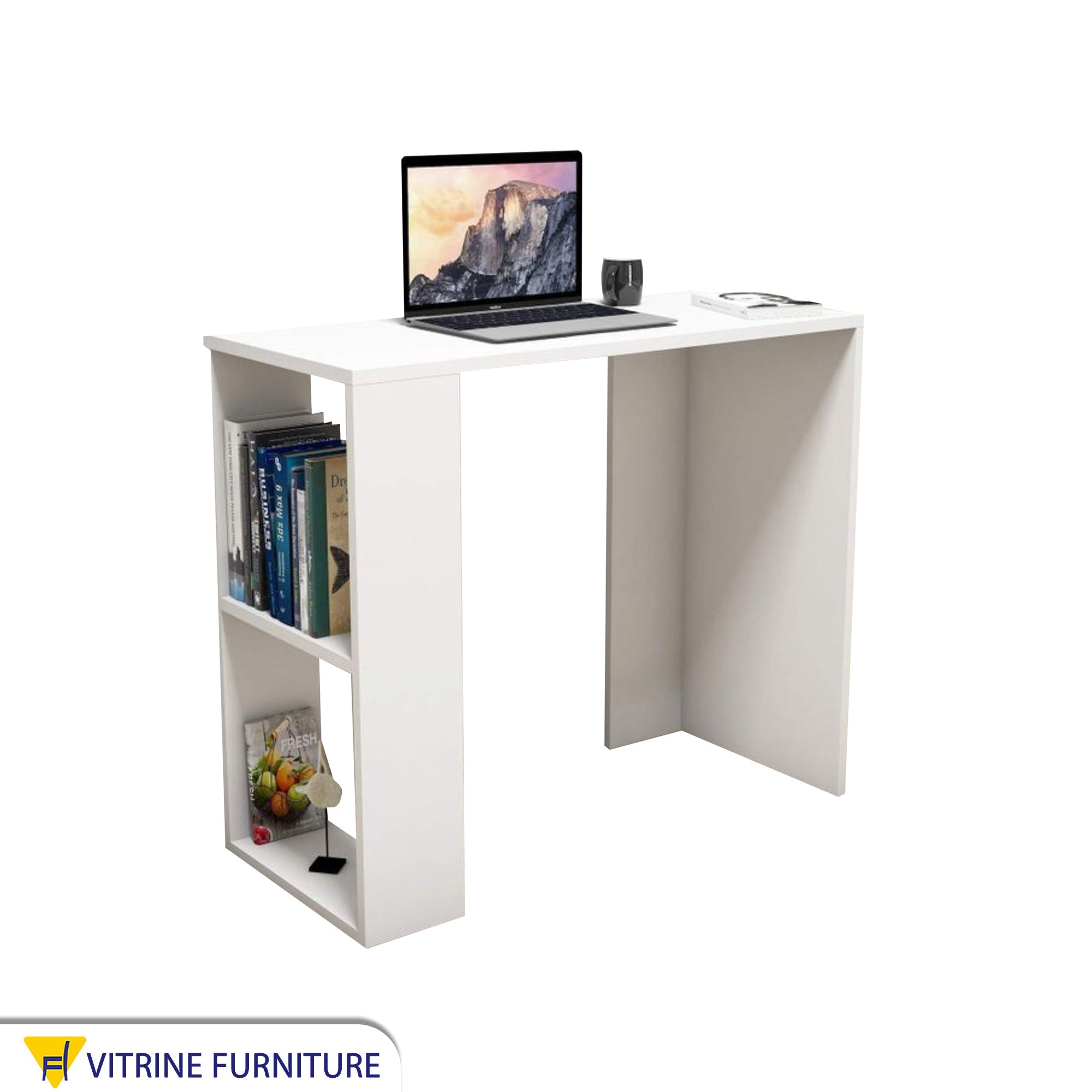Office with two shelves for storage