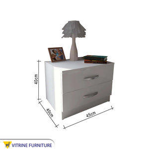 White nightstand with two drawers