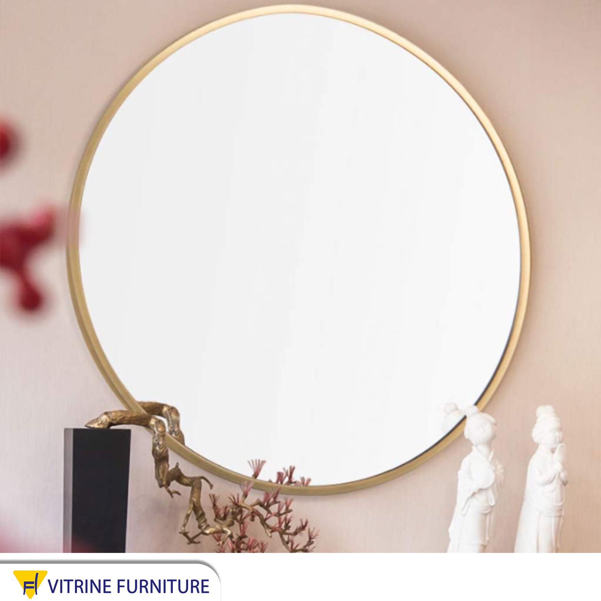 70cm Golden Wood Frame Mirror - Vitrine Furniture - Mirrors