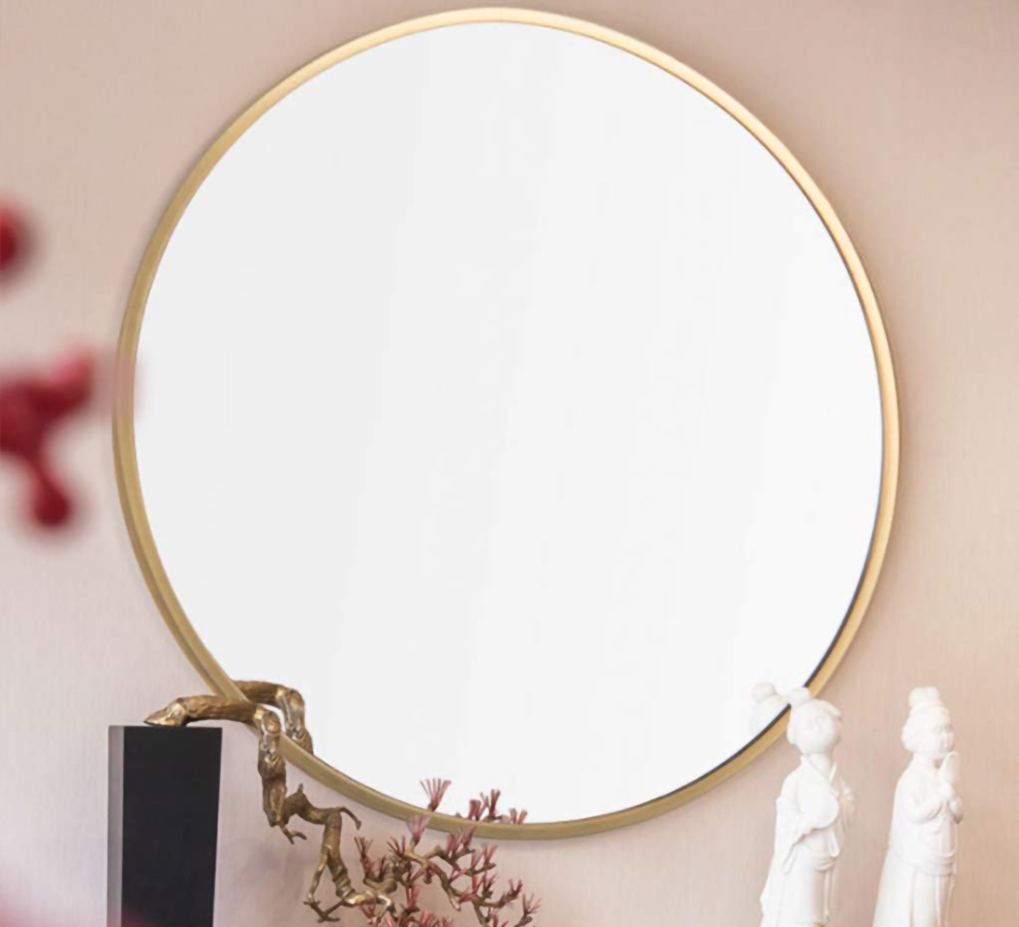 70cm Golden Wood Frame Mirror - Vitrine Furniture - Mirrors