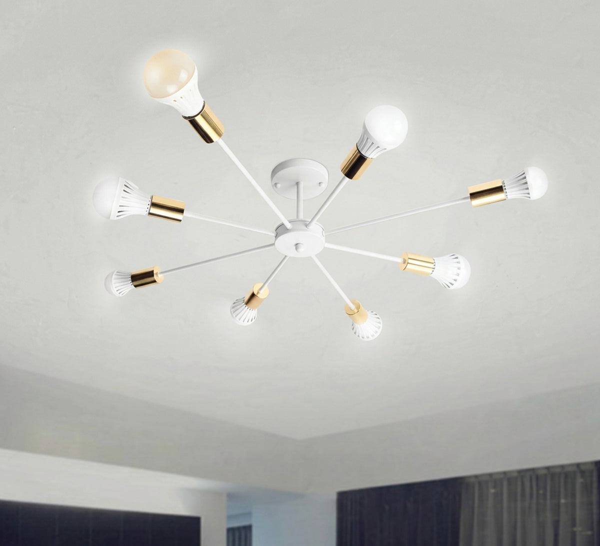 8-arm white chandelier with innovative lighting - Vitrine Furniture - Ceiling lights