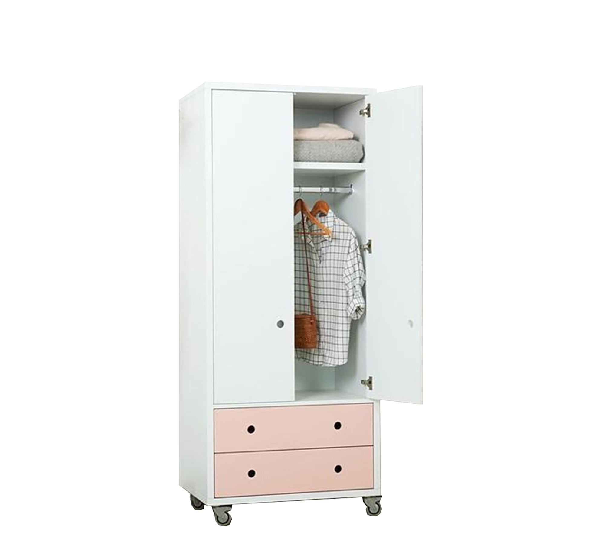 80's white dresser with two fuchsia drawers - Vitrine Furniture - Furniture