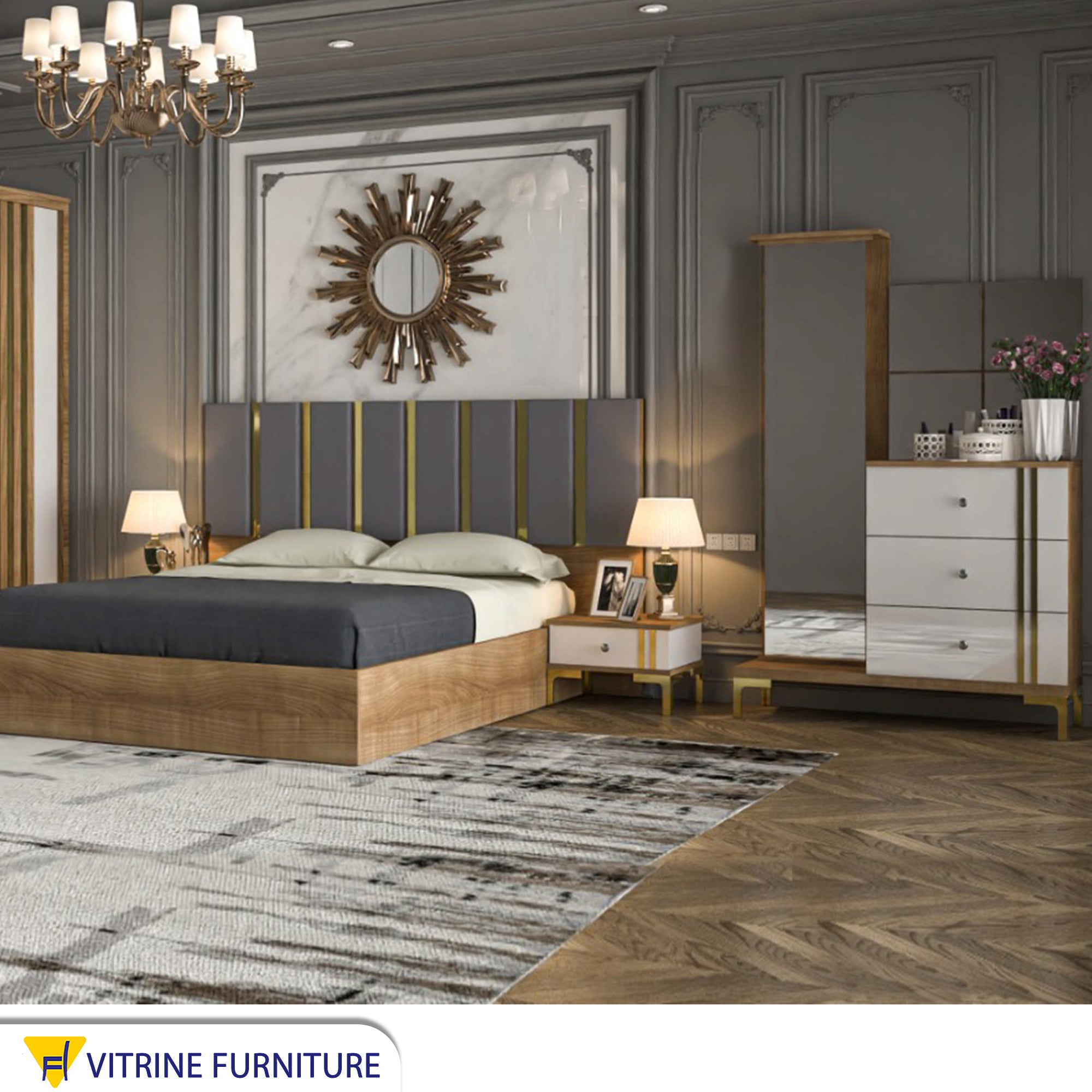 Beige * grey stainless bedroom