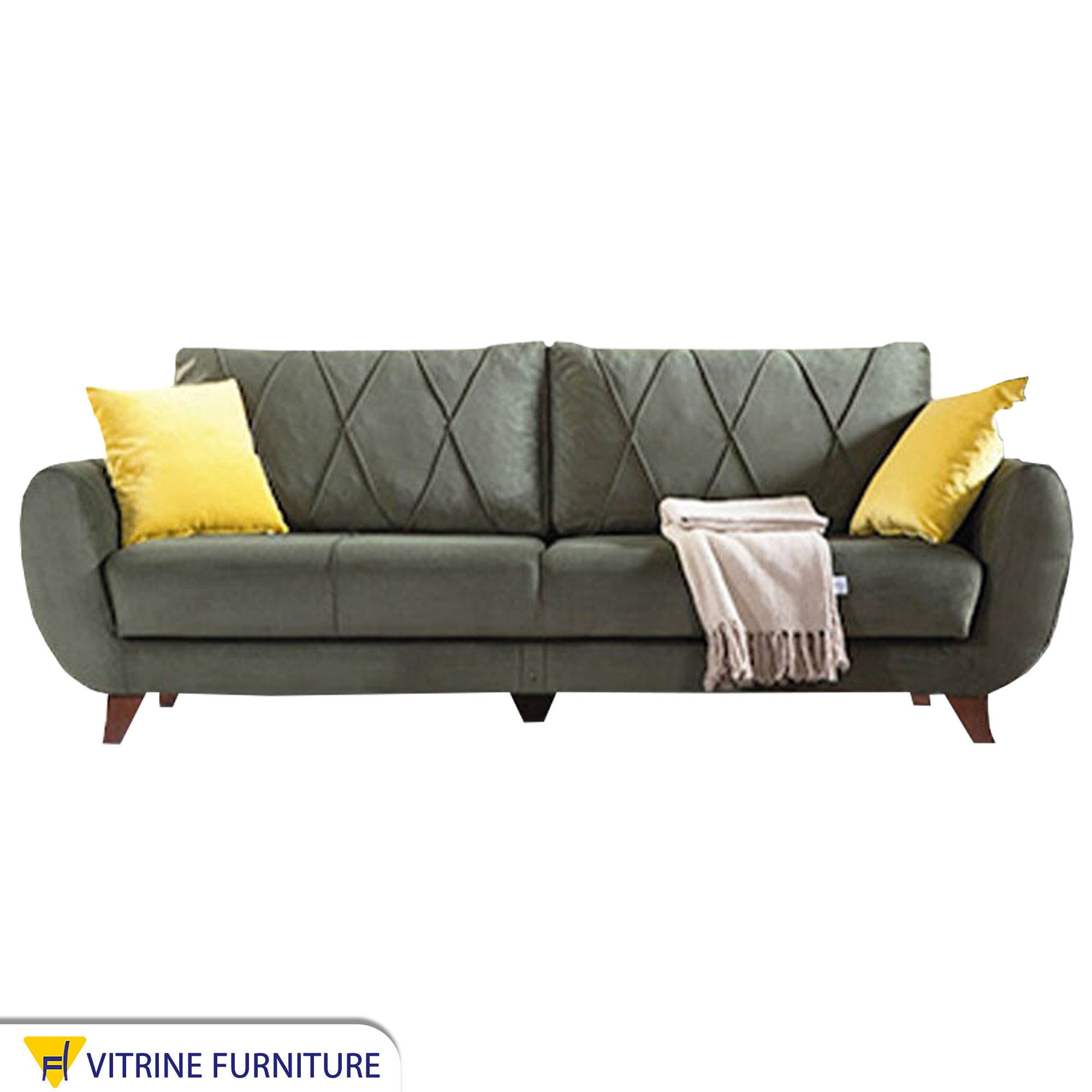 Sofa bed in Grey color and yellow cushions