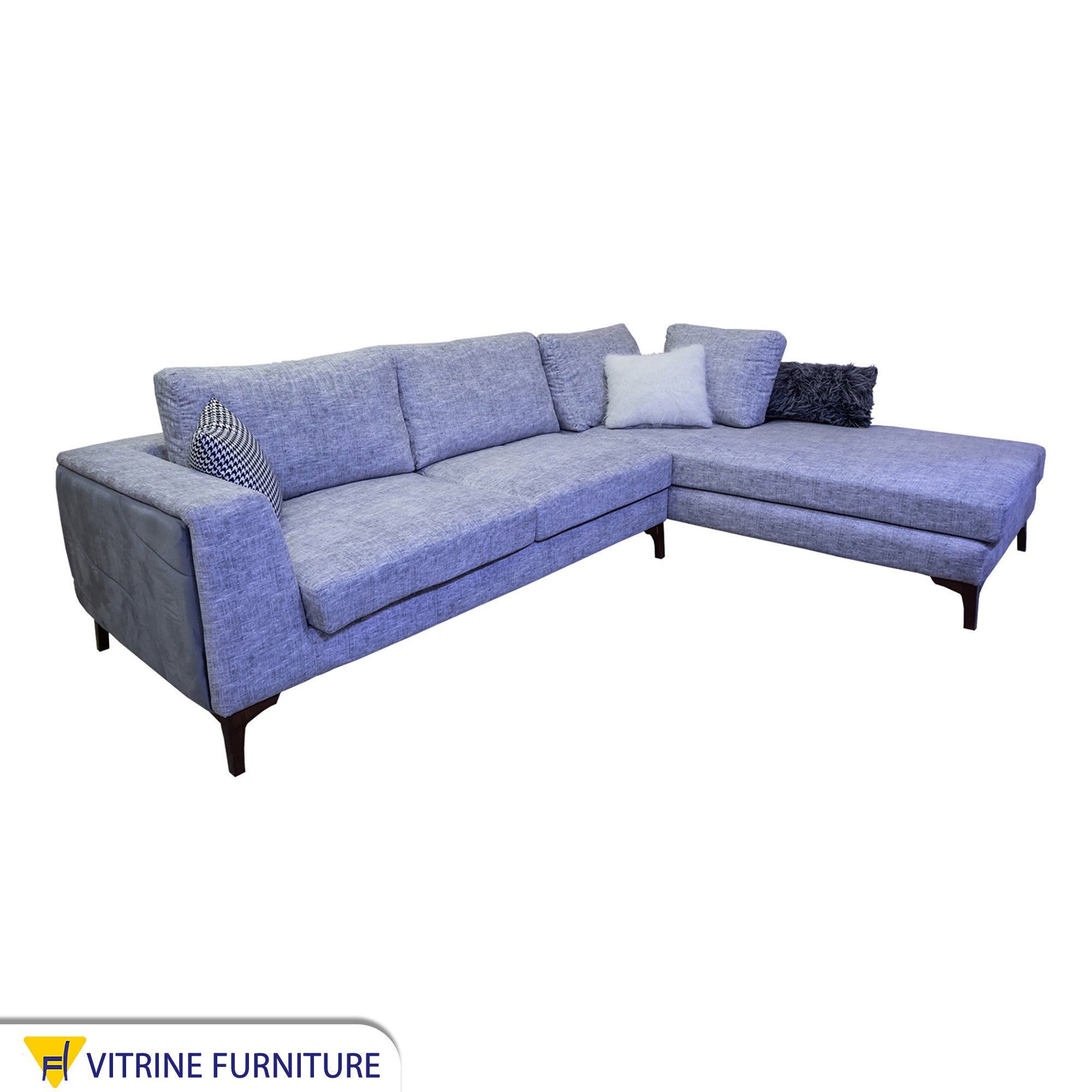 Corner sofa with high legs