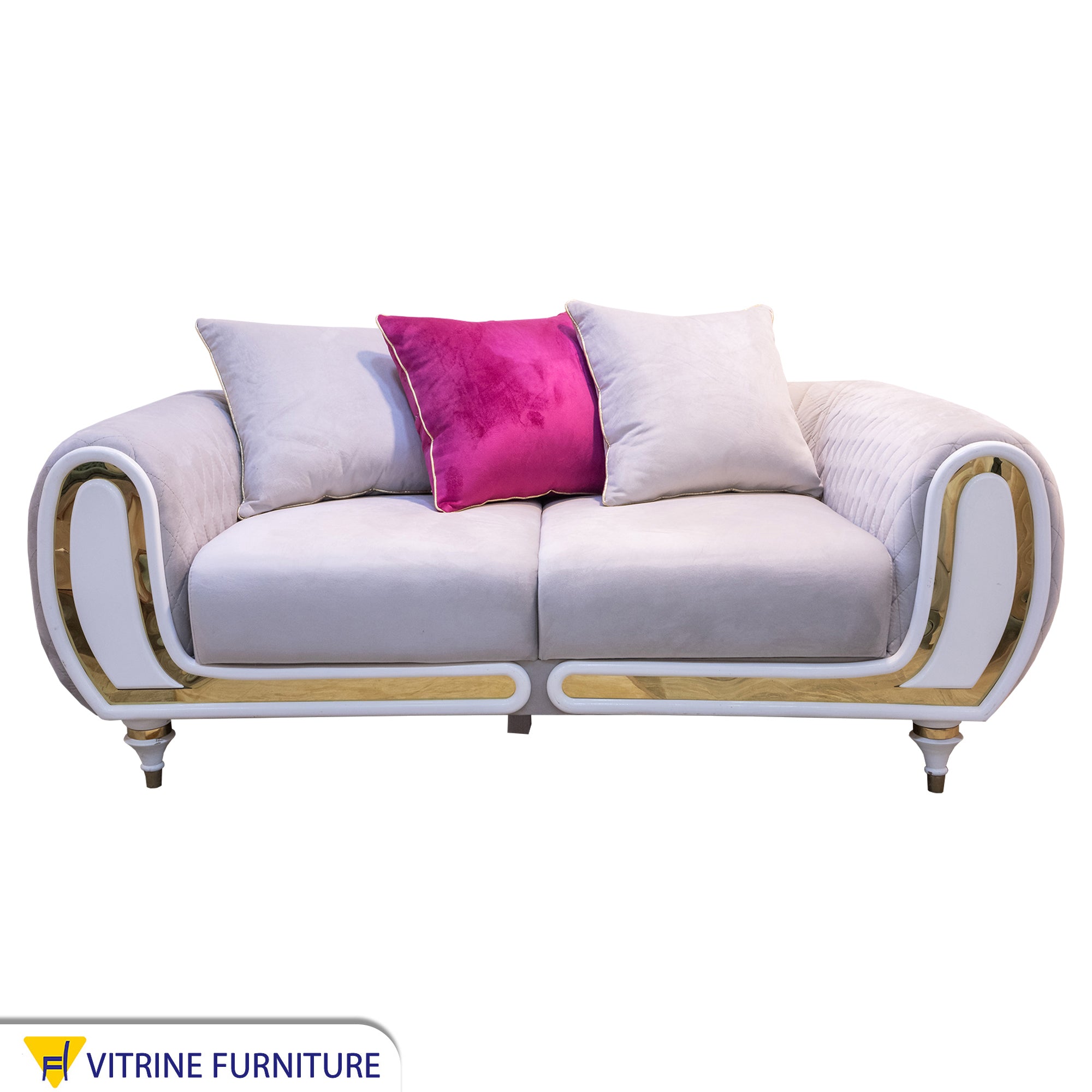 Living room White and golden accents fuchsia pillow
