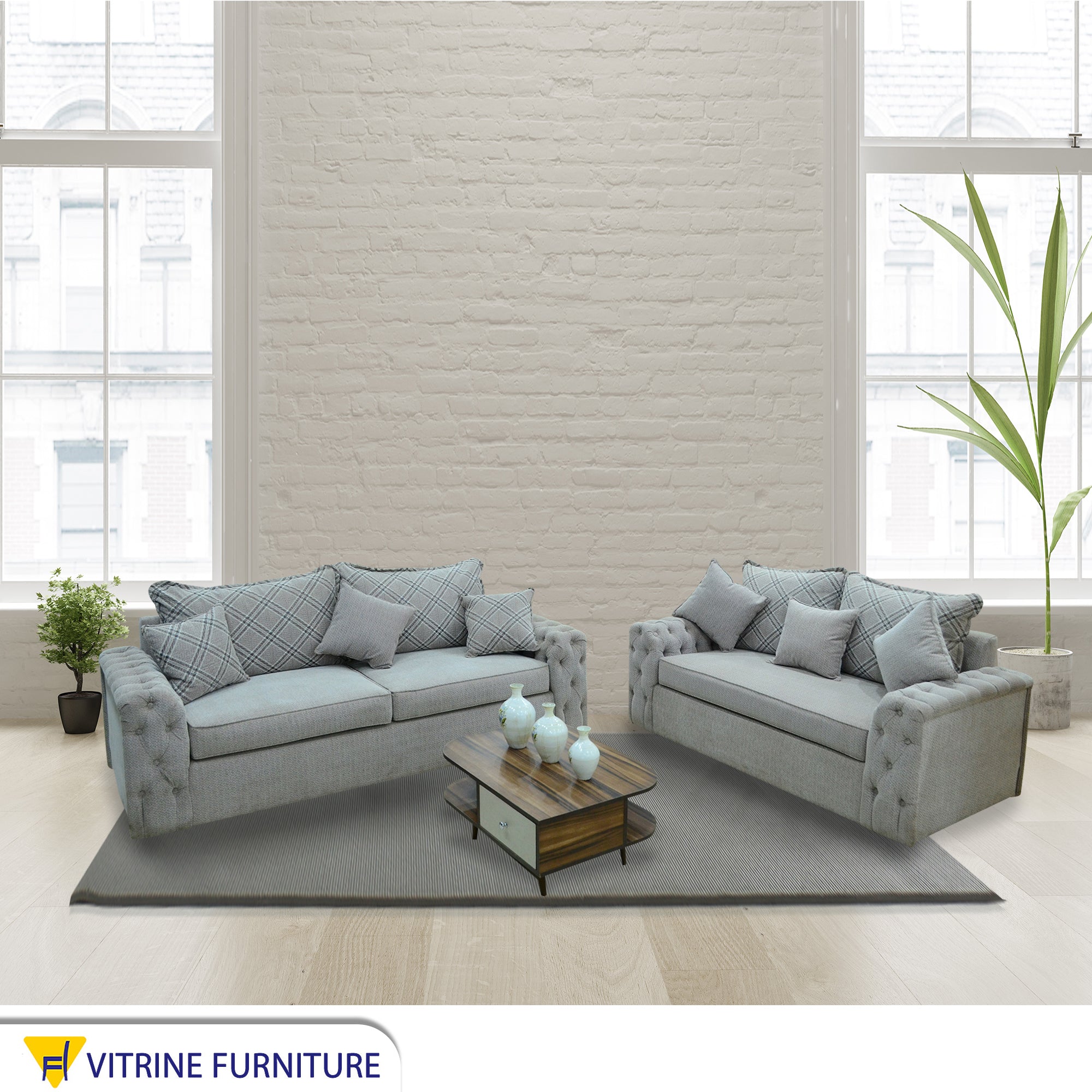 2 snow white sofa with capotanien armrests
