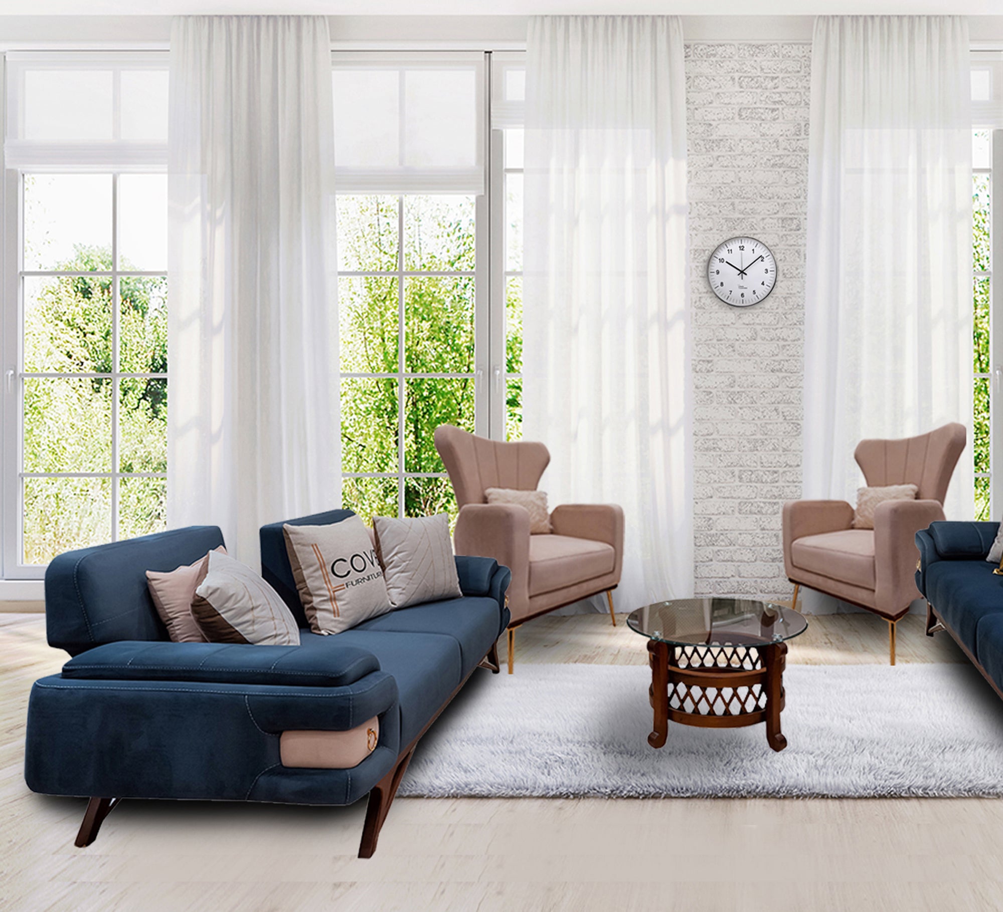 Elegance Living: Modern Sofa Set with Sleek Comfort