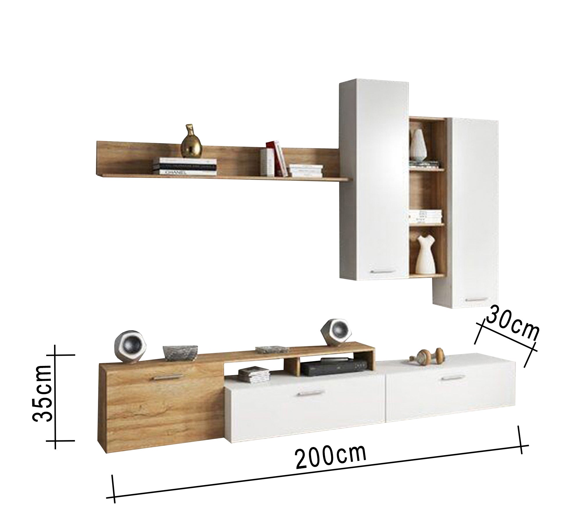Sleek Style TV Unit: Elegant, Minimalist, White Two-Piece Design