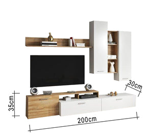 Sleek Style TV Unit: Elegant, Minimalist, White Two-Piece Design