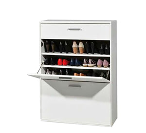 Space Saver White: Multi-Shelf Shoe Cabinet